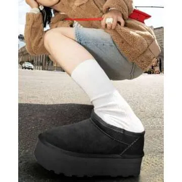 WICDIC Mini Boots For Women Short Ankle Genuine Suede Cozy Mule Platform Sneakers Classic Ultra Snow Anti-Slip Boot For Outdoor