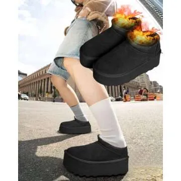 WICDIC Mini Boots For Women Short Ankle Genuine Suede Cozy Mule Platform Sneakers Classic Ultra Snow Anti-Slip Boot For Outdoor