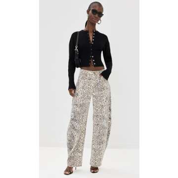 Lioness Women's Horseshoe Jeans, Leopard Fade, Print, Tan, S