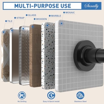 SUNALLY Adjustable Shower Curtain Rod 32-75 Inch No Drill