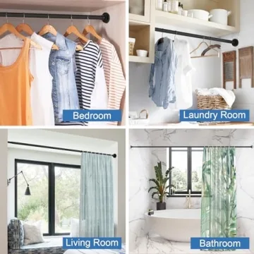 SUNALLY Adjustable Shower Curtain Rod 32-75 Inch No Drill