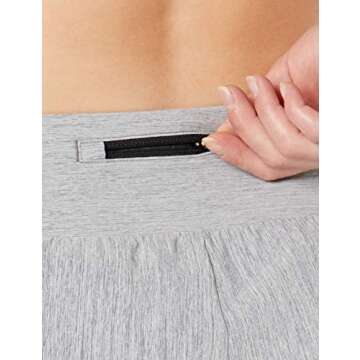 Amazon Essentials Women's Regular-Fit Ruched Waistband Woven Running Short, Medium Grey Heather, Large