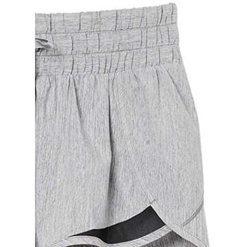 Amazon Essentials Women's Regular-Fit Ruched Waistband Woven Running Short, Medium Grey Heather, Large
