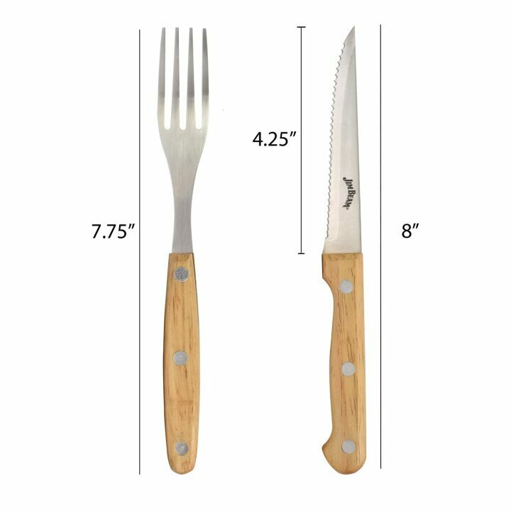 Jim Beam 8-Pc Steak Knives & Forks Set - Stainless Steel