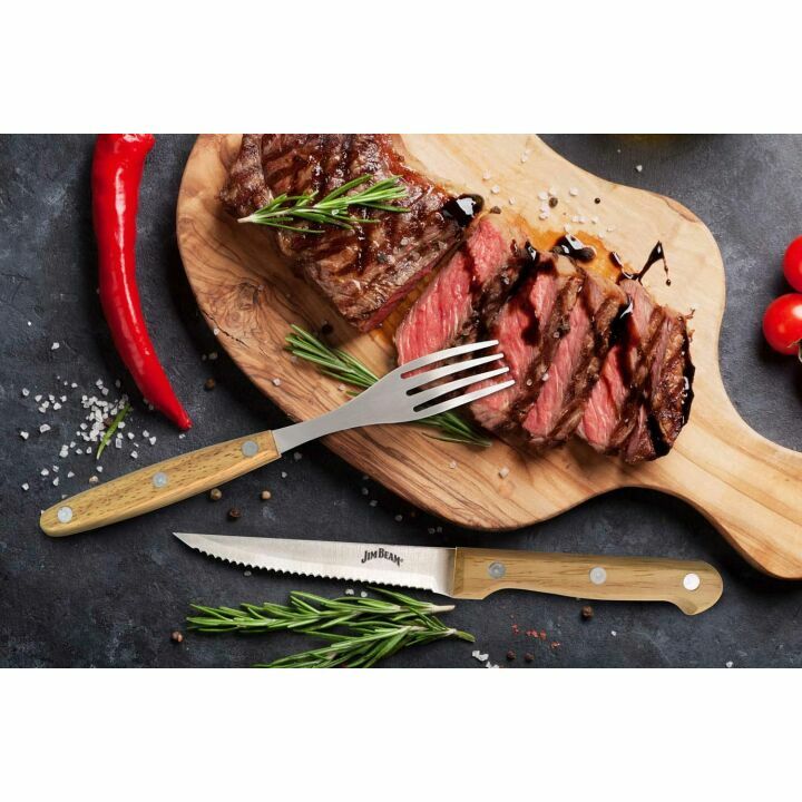 Jim Beam 8-Pc Steak Knives & Forks Set - Stainless Steel