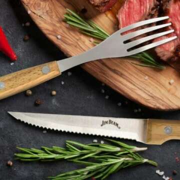 Jim Beam 8-Pc Steak Knives & Forks Set - Stainless Steel