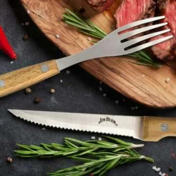 Jim Beam 8-Pc Steak Knives & Forks Set - Stainless Steel