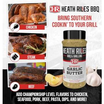 Heath Riles BBQ Rub - Garlic Butter BBQ Seasoning Rub, Champion Pitmaster Recipe, Legendary BBQ Rubs...