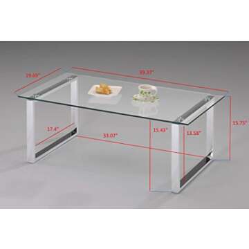 Kings Brand Furniture Modern Chrome Finish with Glass Top Rectangular Cocktail Coffee Table for Livi...