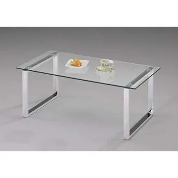 Kings Brand Furniture Modern Chrome Finish with Glass Top Rectangular Cocktail Coffee Table for Living Room