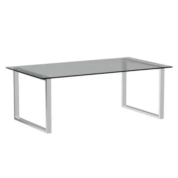 Kings Brand Furniture Modern Chrome Finish with Glass Top Rectangular Cocktail Coffee Table for Living Room