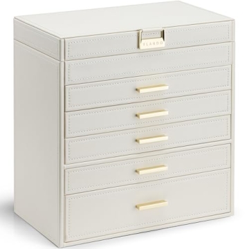 Vlando 6 Layer Large Jewelry Box - Elegant Organizer for Rings, Necklaces & More