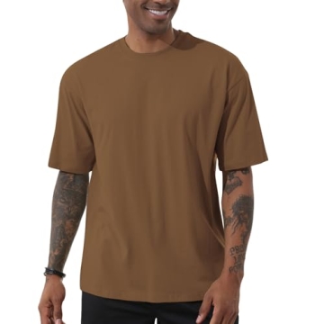 Men's Fashion Loose Fit Crewneck Solid T-Shirt Athletic Lightweight Short Sleeve Gym Workout Tops Co...