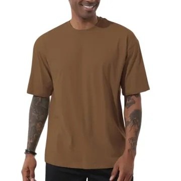 Men's Fashion Loose Fit Crewneck Solid T-Shirt Athletic Lightweight Short Sleeve Gym Workout Tops Co...