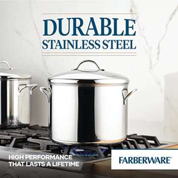 Farberware Classic Stainless Steel Stock Pot/Stockpot with Lid - 16 Quart, Silver