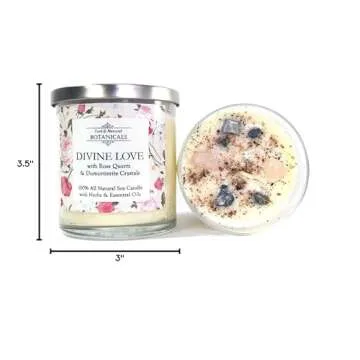 Divine Love Soy Candle 10 oz | Natural & Non Toxic | Crystals, Magnolia, Lily, Passion Flower & Sand...