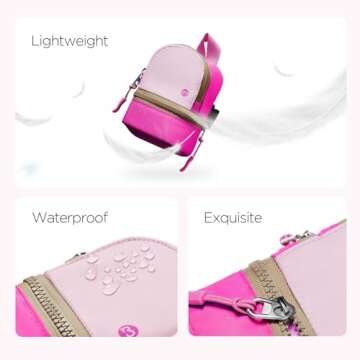 Babysun Mini Backpack Keychain Wristlet Pouch Small Change Coin Purse Cute Zipper Wallet With 3 RFID Card Slots For Women/Men Airpods Cosmetics (Hot Pink)