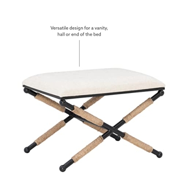 Linon Home Décor Farrow Accent Stool in Black Finish