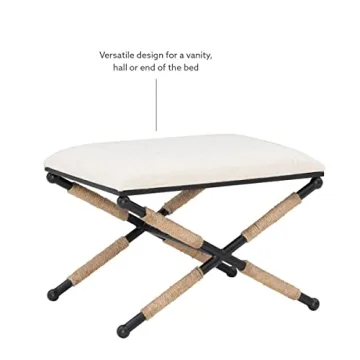 Linon Home Décor Farrow Accent Stool in Black Finish