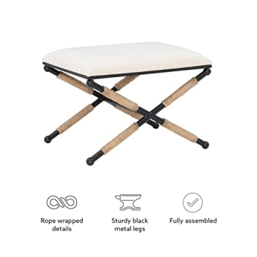 Linon Home Décor Farrow Accent Stool in Black Finish