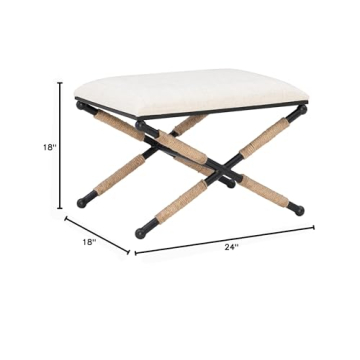 Linon Home Décor Farrow Accent Stool in Black Finish