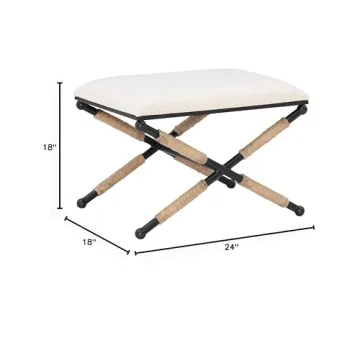 Linon Home Décor Farrow Accent Stool in Black Finish