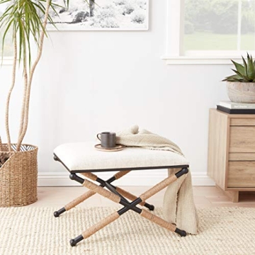 Linon Home Décor Farrow Accent Stool in Black Finish