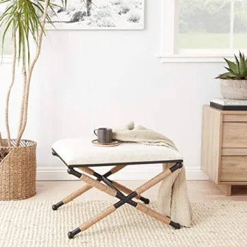 Linon Home Décor Farrow Accent Stool in Black Finish