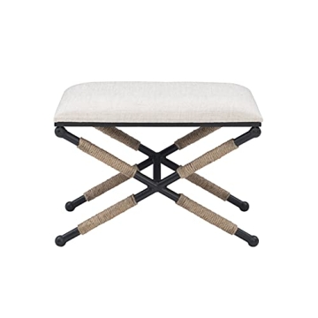 Linon Home Décor Farrow Accent Stool in Black Finish