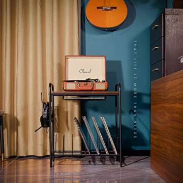 MAWEW Record Player Stand, Vintage, Wooden, Table, Black, Large 5-ply, Corrosion Resistant, 22x26x14 inches, 100 lbs Load Capacity