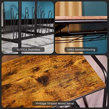 MAWEW Record Player Stand, Vintage, Wooden, Table, Black, Large 5-ply, Corrosion Resistant, 22x26x14 inches, 100 lbs Load Capacity