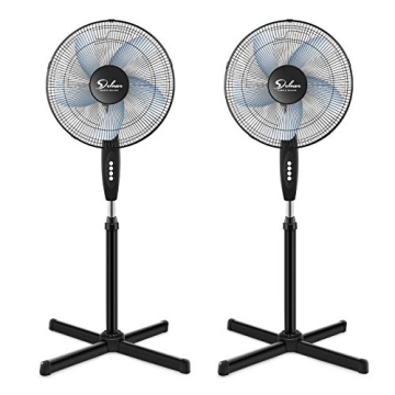 Simple Deluxe 16-Inch Adjustable Speed Pedestal Fan - 12 Speeds, Remote Control, Quiet Operation