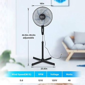 Simple Deluxe Adjustable Speed Pedestal Fan for All Rooms