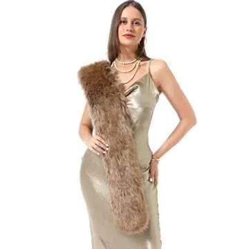 LA CARRIE Women's Faux Fur Collar Scarf Wrap Shawl Cold Winter Warmer(Racoon,XL)
