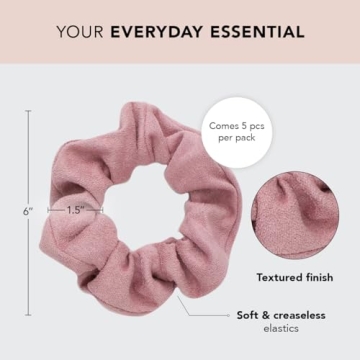 Kitsch Matte Scrunchies – Soft, Cute Hair Ties Set 5pc Set