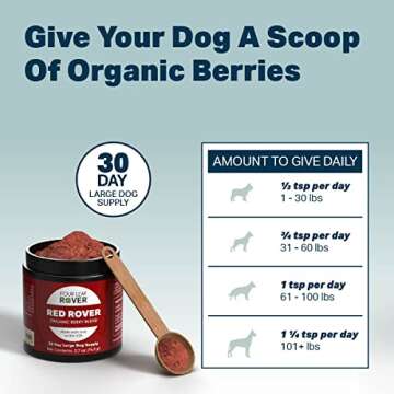 Four Leaf Rover Red Rover - Dog Urinary Tract Supplement - with Dog Vitamins from Organic Berries and Apple - Good Source of Polyphenols and Antioxidants - 30 Large Dog Servings