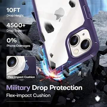 TAURI 3 in 1 for iPhone 13 Case Dark Purple, [Military-Grade Drop Protection] Slim Shockproof Phone Lanyard Case 6.1 inch