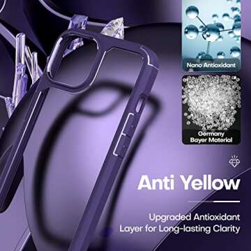 TAURI 3 in 1 for iPhone 13 Case Dark Purple, [Military-Grade Drop Protection] Slim Shockproof Phone Lanyard Case 6.1 inch