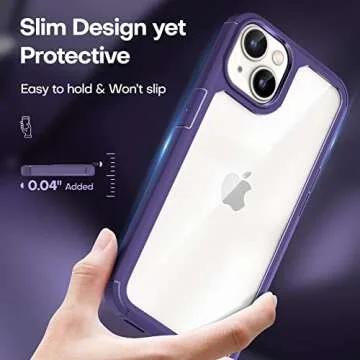 TAURI 3 in 1 for iPhone 13 Case Dark Purple, [Military-Grade Drop Protection] Slim Shockproof Phone Lanyard Case 6.1 inch