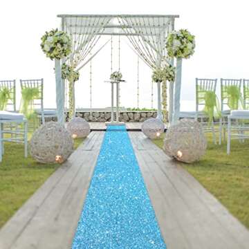 Tatuo Carpet Runner Runway Rug 55 GSM Thickness with Carpet Tape for Prom Wedding Party Outdoor Indoor Hallway Rug(2.46 x 30 Feet,Glitter Blue)