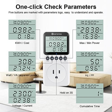 Ketotek Electricity Usage Monitor with LCD Display and Overload Protection