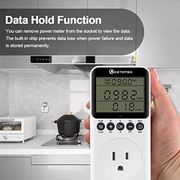 Ketotek Electricity Usage Monitor with LCD Display and Overload Protection