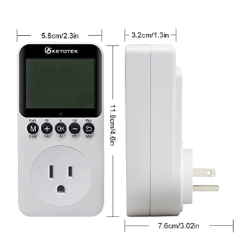 Ketotek Electricity Usage Monitor with LCD Display and Overload Protection