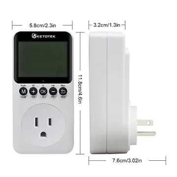 Ketotek Electricity Usage Monitor with LCD Display and Overload Protection