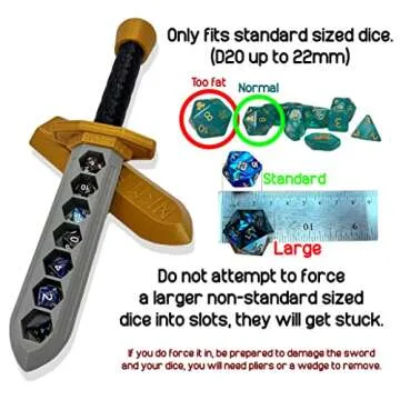 Custom Sword Dagger Dice Holder with D20 Dice Set Included