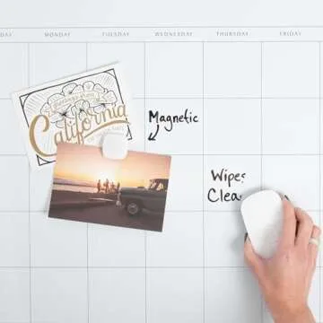U Brands Magnetic Dry Erase Calendar Board, 20"x16", Silver Aluminum Frame, Includes Magnet and Marker