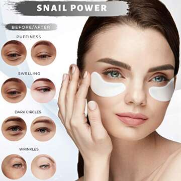Collagen Snail Under Eye Mask - Cooling Eye Gel Treatment Mask Under Eye Patches for Dark Circles Pu...