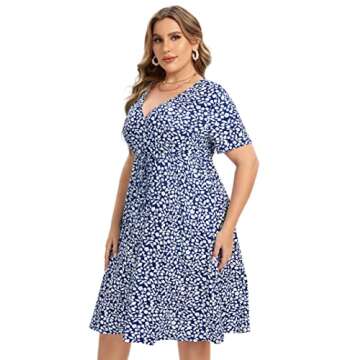 Plus Size Floral V-Neck Dress for Women - AMZ PLUS