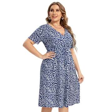 Plus Size Floral V-Neck Dress for Women - AMZ PLUS