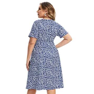 Plus Size Floral V-Neck Dress for Women - AMZ PLUS